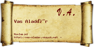 Vas Aladár névjegykártya